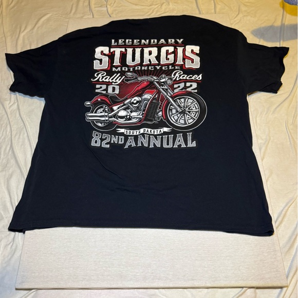 Gildan Other - Gildan Black Tee with Red and White Sturgis Motorcycle Graphic